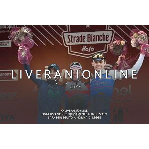 05-03-2022 Strade Bianche; 2022, Uae Emirates; 2022, Movistar; 2022, Quick Step - Alpha Vinyl; Pogacar, Tadej; Valverde, Alejandro; Asgreen, Kasper; Siena; ©SIROTTI/AGENZIA ALDO LIVERANI SAS