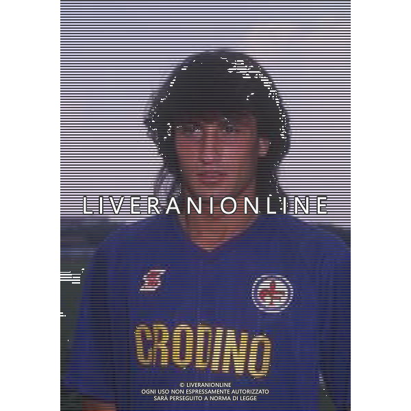 RETROSPETTIVA DAVIDE PELLEGRINI CALCIATORE NELLA FOTO DAVIDE PELLEGRINI CON LA MAGLIA DELLA FIORENTINA CALCIO AG ALDO LIVERANI SAS