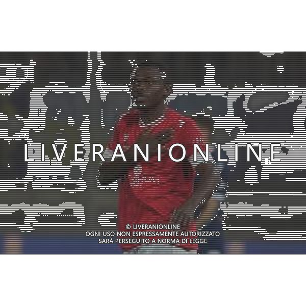 Loris Cerquiglini/LMedia - AC Perugia vs SPAL - Italian soccer Serie B match 2021/2022 March 16 2022 - Stadio Renato Curi Perugia, Italy AC Perugia vs SPAL Photo showing: kouan oulai christian ‚Äúk. oulai‚Äù (n.28 perugia calcio)&#xA; exultation1-0 @Loris Cerquiglini/LiveMedia /AGENZIA ALDO LIVERANI SAS