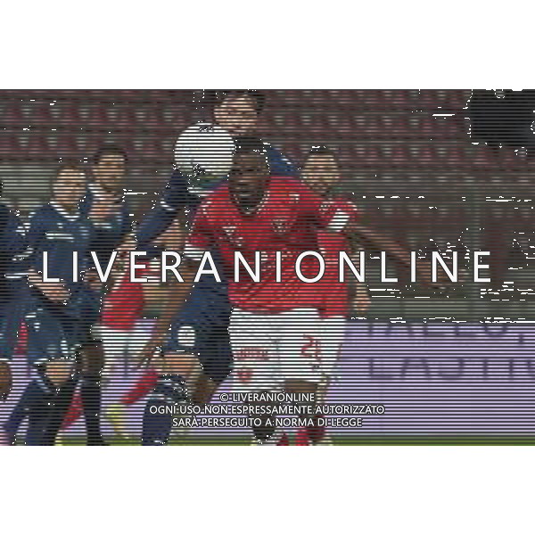 Loris Cerquiglini/LMedia - AC Perugia vs SPAL - Italian soccer Serie B match 2021/2022 March 16 2022 - Stadio Renato Curi Perugia, Italy AC Perugia vs SPAL Photo showing: kouan oulai christian ‚Äúk. oulai‚Äù (n.28 perugia calcio) @Loris Cerquiglini/LiveMedia AG ALDO LIVERANI SAS