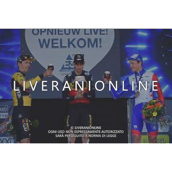 25-03-2022 E3 Harelbeke; 2022, Jumbo - Visma; 2022, Groupama - Fdj; Van Aert, Wout; Laporte, Christophe; Kung, Stefan; Harelbeke; ©SIROTTI/AGENZIA ALDO LIVERANI SAS