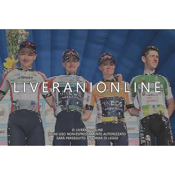 26-03-2022 Settimana Internazionale Coppi E Bartali; Tappa 05 Casalguidi - Cantagrillo; 2022, Ineos - Grenadiers; 2022, Biesse - Carrera; Dunbar, Eddie; Hayter, Ethan; Tulett, Ben; Garosio, Andrea; Cantagrillo; ©SIROTTI/AGENZIA ALDO LIVERANI SAS