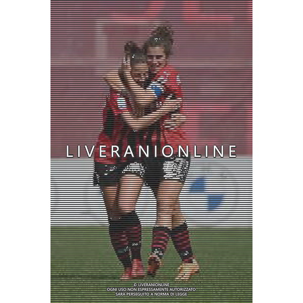 © TVRG Linda Tucceri Cimini (Milan) SX e Valentina Bergamaschi (Milan) DX esultano dopo il gol dell\'1 a 0 Milan Women vs Fiorentina Femminile Serie A femminile - 18a giornata Milano 27-03-2022 Centro sportivo Peppino Vismara foto Roberto Garavaglia/ag. Aldo Liverani sas