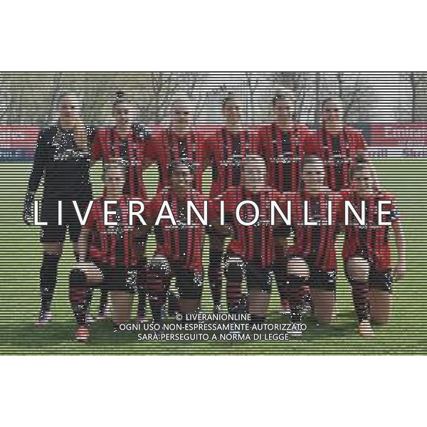¬© TVRG la formazione del Milan, in piedi da SX Laura Giuliani, Laura Fusetti, Gudny Arnadottir, Greta Adami, Laura Agard e Laia Codina Panedas; in basso da SX Linda Tucceri Cimini, Lindsey Thomas, Christy Louise Grimshaw, Alia Guagni e Valentina Bergamaschi Milan Women vs Fiorentina Femminile Serie A femminile - 18a giornata Milano 27-03-2022 Centro sportivo Peppino Vismara foto Roberto Garavaglia/ag. Aldo Liverani sas/AGENZIA ALDO LIVERANI SAS