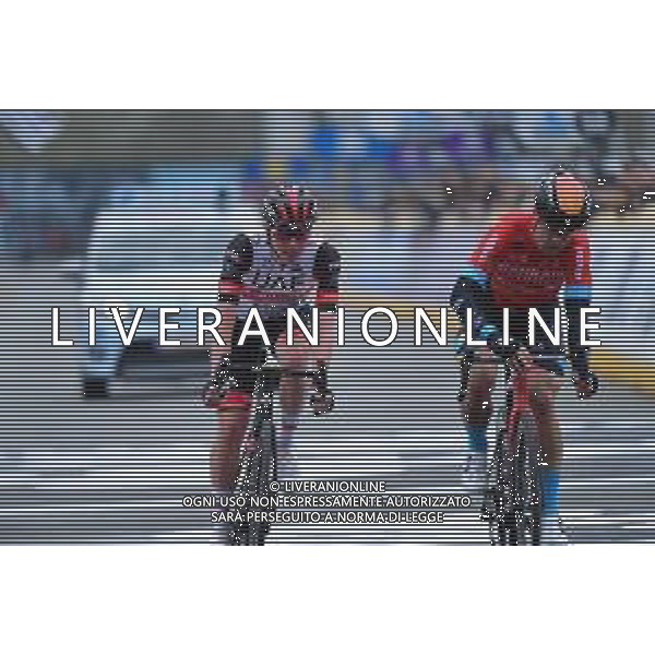 30-03-2022 Dwars Door Vlaanderen; 2022, Uae Emirates; 2022, Bahrain - Victorious; Pogacar, Tadej; Tratnik, Jan; Waregem; ©SIROTTI/AGENZIA ALDO LIVERANI SAS