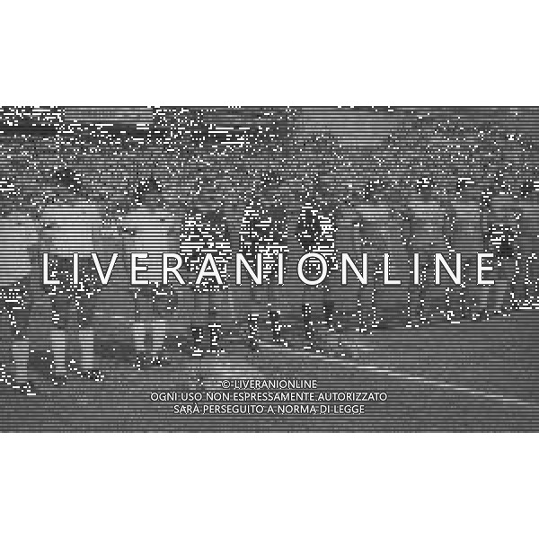 02-06-1985 TRIESTE CAMPIONATO DI CALCIO SERIE B TRIESTINA-LECCE 2-2 NELLA FOTO SQUADRE SCHIERATE AG ALDO LIVERANI SAS