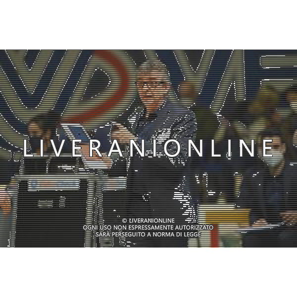 © TVRG Massimo Eccheli allenatore Monza Vero Volley Monza vs Cucine Lube Civitanova SuperLega Credem Banca - gara 2 quarti di finale playoff Monza 02-04-2022 Arena di Monza foto Roberto Garavaglia/ag. Aldo Liverani sas