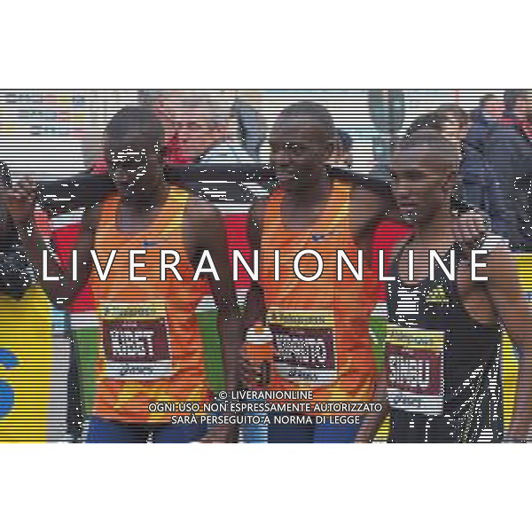 Savino Paolella/LMedia - Milano Marathon 2022 - Marathon April 03 2022 - Milano Milano, Italy Milano Marathon 2022 Photo showing: Kibet, Kipruto and Simbo, first 3 arrived at the Milano Marathon 2022 @Savino Paolella/LiveMedia AG ALDO LIVERANI SAS