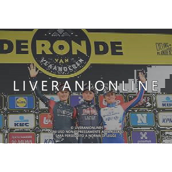 03-04-2022 Tour Des Flandres; 2022, Alpecin - Fenix; 2022, Ineos - Grenadiers; 2022, Groupama - Fdj; Van Der Poel, Mathieu; Van Baarle, Dylan; Madouas, Valentin; Oudenaarde; FOTO STEFANO SIROTTI-AG ALDO LIVERANI SAS