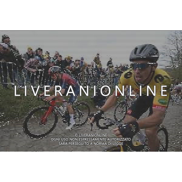 03-04-2022 Tour Des Flandres; 2022, Quick Step - Alpha Vinyl; 2022, Jumbo - Visma; Asgreen, Kasper; Benoot, Tiesj; Koppenberg; FOTO STEFANO SIROTTI-AG ALDO LIVERANI SAS