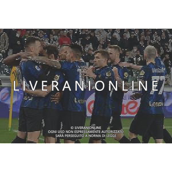 Torino 03.04.2022 Stadio Allianz Stadium ©Alessandro Falzone/Agenzia Aldo Liverani Juventus vs Inter Serie A Tim 2021/2022 Nella foto : Esultanza gol di Hakan Calhanoglu