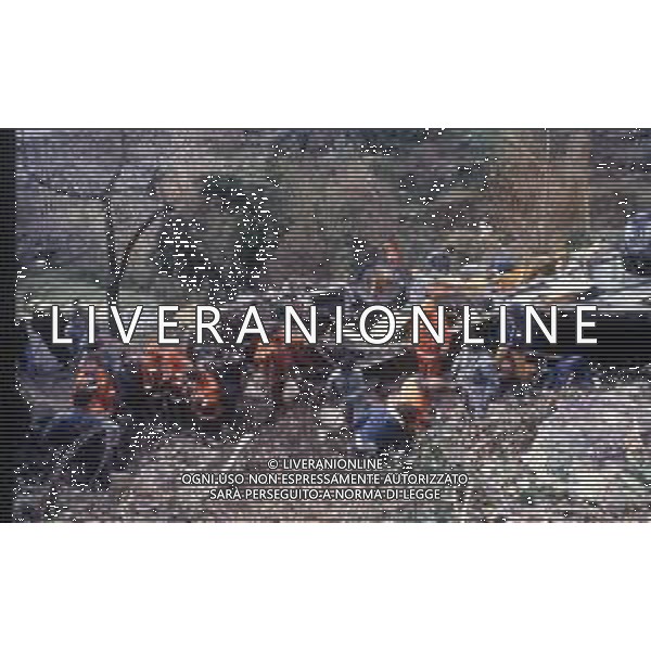 18-12-1983 NERVI-AUTOSTRADA LA SPEZIA-GENOVA UN PULMANN DI MILITARI DELLA MARINA ITALIANA CADE DAL VIADOTTO CASTAGNA I MARINAI ANDAVANO AD ASSISTERE ALLA PARTITA JUVENTUS-INTER 35 MORTI E 3 SOPRAVISSUTI NELLA FOTO IL PULMANN E I SOCCORSI TRA LE LAMIERE DEL MEZZO AG ALDO LIVERANI SAS