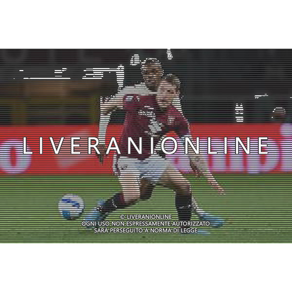 Torino 10.4.2022 Stadio Olimpico Grande Torino ©Alessandro Falzone/Agenzia Aldo Liverani Torino vs Milan Serie A Tim 2021/2022 Nella foto : Andrea Belotti-Pierre Kalulu ©FALZONE/AGENZIA ALDO LIVERANI SAS