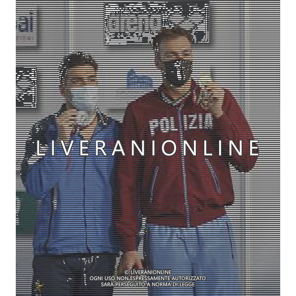 Riccione 11/04/2021 - CAMPIONATO ITALIANO UNIPOLSAI ASSOLUTO DI NUOTO PRIMAVERILE- nella foto: PALTRINIERI E DETTI SUL PODIO ©Claudio Zamagni/Agenzia Aldo Liverani