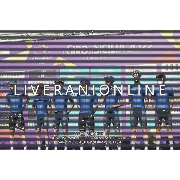 12-04-2022 Giro Di Sicilia; Tappa 01 Milazzo - Bagheria; 2022, Italia; 2022, Gazprom - Rusvelo; Milazzo; ©SIROTTI/AGENZIA ALDO LIVERANI SAS