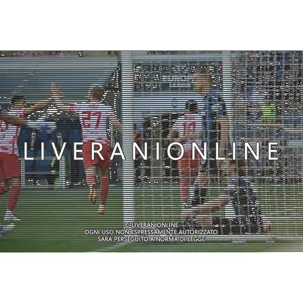 delusione Atalanta ed esultanza Lipsia dopo il gol dell\'1 a 0 Lipsia Nkunku Atalanta vs RB Lipsia UEFA Europa League quarti di finale - gara di ritorno Bergamo 14-04-2022 Gewiss Stadium - Stadio Atleti Azzurri d\'Italia foto Roberto Garavaglia/ag.Aldo Liverani sas /AGENZIA ALDO LIVERANI SAS