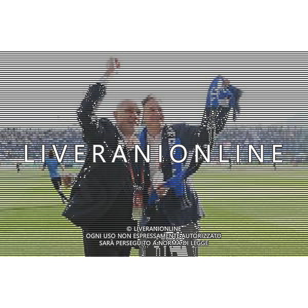 Antonio Percassi SX presidente Atalanta e Stephen Pagliuca DX azionista di maggioranza dell\'Atalanta Atalanta vs RB Lipsia UEFA Europa League quarti di finale - gara di ritorno Bergamo 14-04-2022 Gewiss Stadium - Stadio Atleti Azzurri d\'Italia foto Roberto Garavaglia/ag.Aldo Liverani sas /AGENZIA ALDO LIVERANI SAS