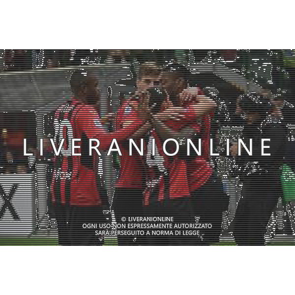 esultanza Milan dopo il gol dell\'1 a 0 Rafael Leao Milan vs Genoa Campionato Serie A TIM - 33a giornata Milano 15-04-2022 Stadio Giuseppe Meazza - San Siro foto Roberto Garavaglia/ag. Aldo Liverani sas/AGENZIA ALDO LIVERANI SAS