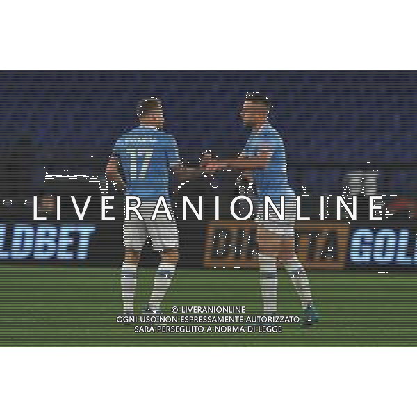 Lazio vs Torino Campionato Serie A TIM - 33 giornata Stadio Olimpico - Roma 16-04-2022 nella foto Esultanza Immobile e Milinkovic ©Federico Gaetano/AGENZIA ALDO LIVERANI SAS