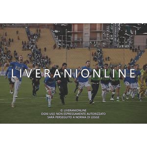 PARMA - ASCOLI CAMPIONATO CALCIO SERIE B 18.04.2022 NELLA FOTO ESULTANZA GIOCATORI DELL\'ASCOLI A FINE GARA SOTTO LA CURVA DEI TIFOSI ©SANTANDREA/AGENZIA ALDO LIVERANI SAS
