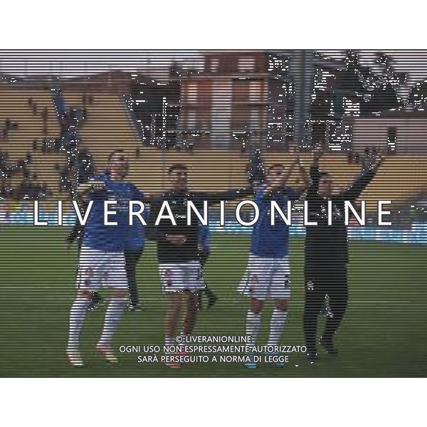 PARMA - ASCOLI CAMPIONATO CALCIO SERIE B 18.04.2022 NELLA FOTO ESULTANZA GIOCATORI DELL\'ASCOLI A FINE GARA SOTTO LA CURVA DEI TIFOSI ©SANTANDREA/AGENZIA ALDO LIVERANI SAS