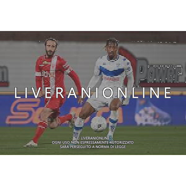 ¬© TVRG Florian Aye\' (Brescia) e sulla SX Andrea Barberis (Monza)7 Monza vs Brescia Campionato Serie BKT - 35a giornata Monza 18-04-2022 U-Power Stadium foto Roberto Garavaglia/ag. Aldo Liverani sas/AGENZIA ALDO LIVERANI SAS