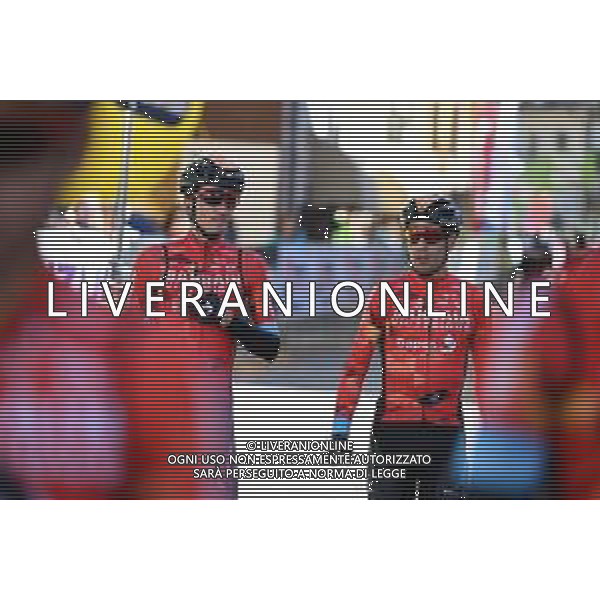 19-04-2022 Tour Of The Alps; Tappa 02 Fiera Di Primiero - Lana; 2022, Bahrain - Victorious; Bilbao, Peio; Landa Meana, Mikel; Fiera Di Primiero; ©SIROTTI/AGENZIA ALDO LIVERANI SAS
