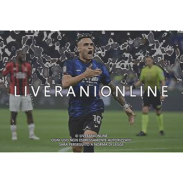 Lautaro Martinez (Inter) esulta dopo il gol dell\'1 a 0 Inter vs Milan Coppa Italia Frecciarossa - semifinale gara di ritorno Milano 19-04-2022 Stadio Giuseppe Meazza - San Siro foto Roberto Garavaglia/ag. Aldo Liverani sas /AGENZIA ALDO LIVERANI SAS