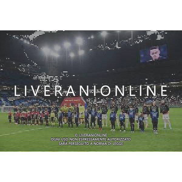 squadre schierate a inizio gara Inter vs Milan Coppa Italia Frecciarossa - semifinale gara di ritorno Milano 19-04-2022 Stadio Giuseppe Meazza - San Siro foto Roberto Garavaglia/ag. Aldo Liverani sas /AGENZIA ALDO LIVERANI SAS