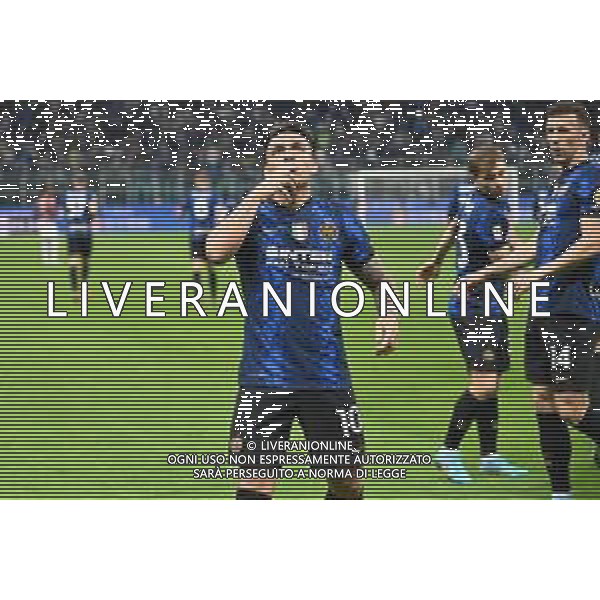 Lautaro Martinez (Inter) esulta dopo il gol dell\'1 a 0 Inter vs Milan Coppa Italia Frecciarossa - semifinale gara di ritorno Milano 19-04-2022 Stadio Giuseppe Meazza - San Siro foto Roberto Garavaglia/ag. Aldo Liverani sas /AGENZIA ALDO LIVERANI SAS