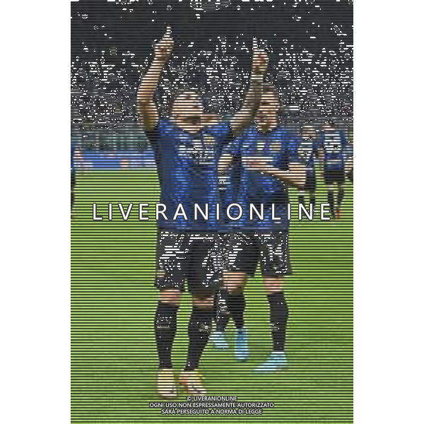 Lautaro Martinez (Inter) esulta dopo il gol dell\'1 a 0 Inter vs Milan Coppa Italia Frecciarossa - semifinale gara di ritorno Milano 19-04-2022 Stadio Giuseppe Meazza - San Siro foto Roberto Garavaglia/ag. Aldo Liverani sas /AGENZIA ALDO LIVERANI SAS