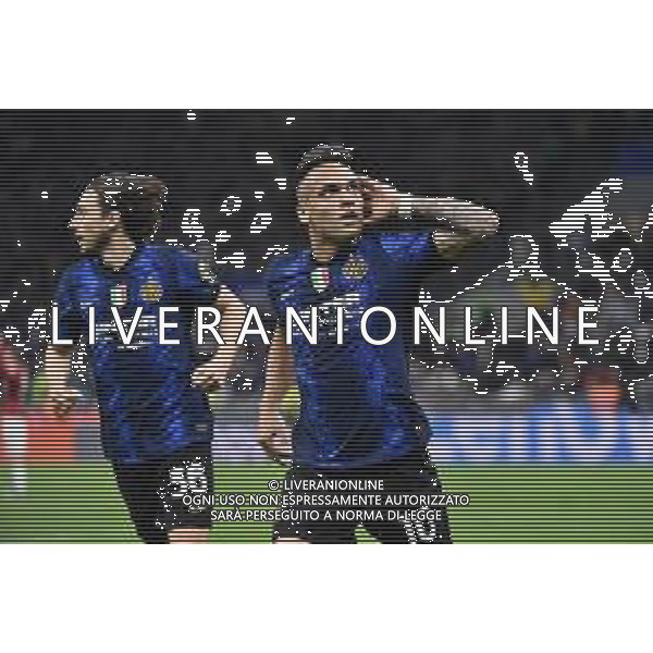 Lautaro Martinez (Inter) esulta dopo il gol del 2 a 0 Inter vs Milan Coppa Italia Frecciarossa - semifinale gara di ritorno Milano 19-04-2022 Stadio Giuseppe Meazza - San Siro foto Roberto Garavaglia/ag. Aldo Liverani sas /AGENZIA ALDO LIVERANI SAS