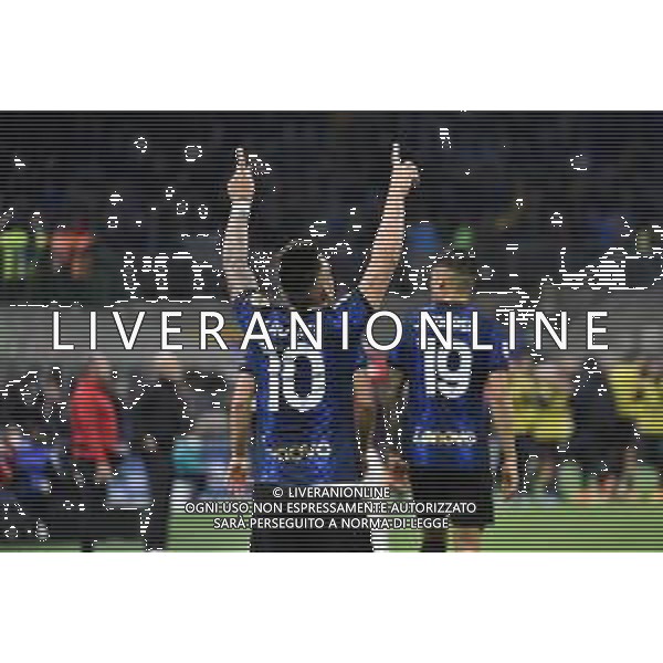 Lautaro Martinez (Inter) esulta dopo il gol del 2 a 0 Inter vs Milan Coppa Italia Frecciarossa - semifinale gara di ritorno Milano 19-04-2022 Stadio Giuseppe Meazza - San Siro foto Roberto Garavaglia/ag. Aldo Liverani sas /AGENZIA ALDO LIVERANI SAS