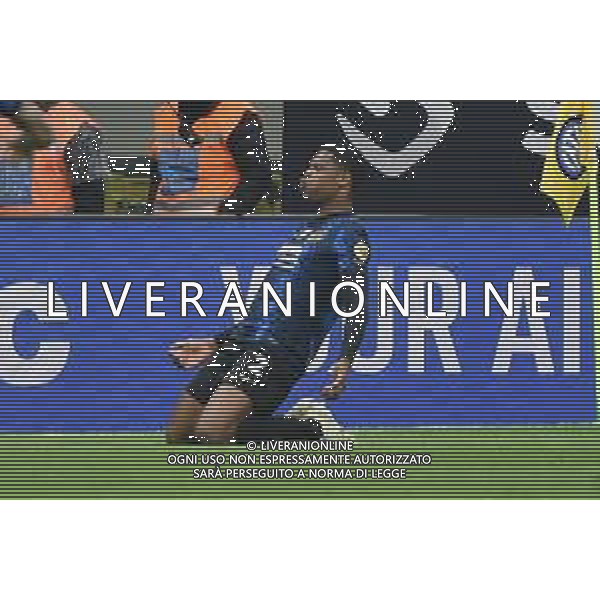 Denzel Dumfries (Inter) esulta dopo il gol dell\'1 a 0 Inter vs Roma Campionato Serie A TIM - 34a giornata Milano 23-04-2022 Stadio Giuseppe Meazza - San Siro foto Roberto Garavaglia/ag. Aldo Liverani sas/AG ALDO LIVERANI SAS