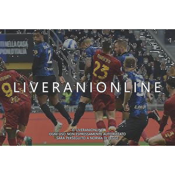Lautaro Martinez (Inter) segna il gol del 3 a 0 Inter vs Roma Campionato Serie A TIM - 34a giornata Milano 23-04-2022 Stadio Giuseppe Meazza - San Siro foto Roberto Garavaglia/ag. Aldo Liverani sas/AG ALDO LIVERANI SAS