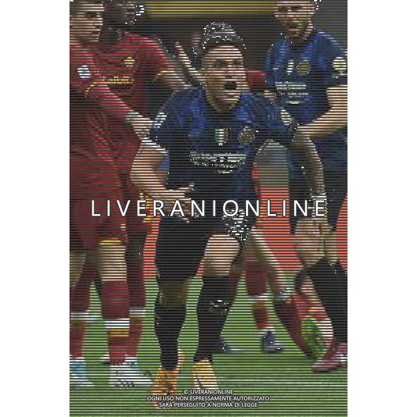 Lautaro Martinez (Inter) esulta dopo il gol del 3 a 0 Inter vs Roma Campionato Serie A TIM - 34a giornata Milano 23-04-2022 Stadio Giuseppe Meazza - San Siro foto Roberto Garavaglia/ag. Aldo Liverani sas/AG ALDO LIVERANI SAS