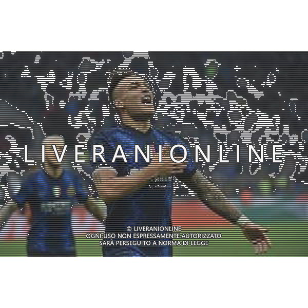Lautaro Martinez (Inter) esulta dopo il gol del 3 a 0 Inter vs Roma Campionato Serie A TIM - 34a giornata Milano 23-04-2022 Stadio Giuseppe Meazza - San Siro foto Roberto Garavaglia/ag. Aldo Liverani sas/AG ALDO LIVERANI SAS