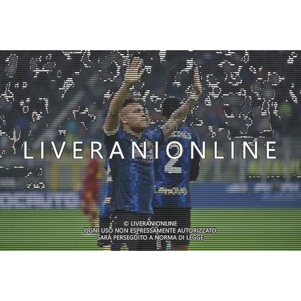 Lautaro Martinez (Inter) esulta dopo il gol del 3 a 0 Inter vs Roma Campionato Serie A TIM - 34a giornata Milano 23-04-2022 Stadio Giuseppe Meazza - San Siro foto Roberto Garavaglia/ag. Aldo Liverani sas/AG ALDO LIVERANI SAS