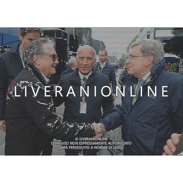 IMOLA 24-04-2022 GRAN PREMIO DI F.1 ROLEX GP DEL MADE IN ITALY E DELL\'EMILIA ROMAGNA NELLA FOTO DA SX GIAN CARLO MINARDI PRESIDENTE DELL\'AUTODROMO "ENZO E DINO FERRARI" ANGELO STICCHI DAMIANI PRESIDENTE DELL\'AUTOMOBILE CLUB D\'ITALIA E ENRICO GIOVANNINI MINISTRO DELLE INFRASTRUTTURE E DEI TRASPORTI DELLA REPUBBLICA ITALIANA AL PADDOCK DELL\'AUTODROMO "ENZO E DINO FERRARI" ©SANNA/AGENZIA ALDO LIVERANI SAS