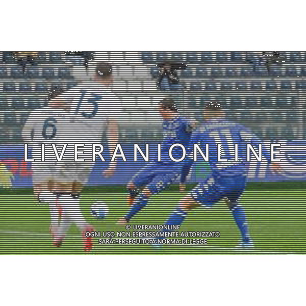 Fabio Fagiolini/LMedia - Empoli FC vs SSC Napoli - italian soccer Serie A match 2021/2022 April 24 2022 - Carlo Castellani stadium Empoli, Italy Empoli FC vs SSC Napoli Photo showing: Liam Henderson (Empoli) scores the 2-1 goal @Fabio Fagiolini/LiveMedia ag aldo liverani sas