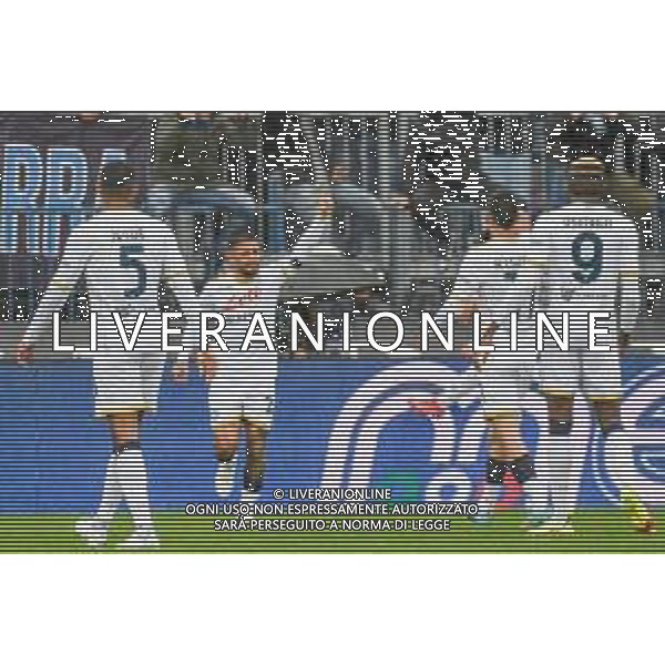 Fabio Fagiolini/LMedia - Empoli FC vs SSC Napoli - italian soccer Serie A match 2021/2022 April 24 2022 - Carlo Castellani stadium Empoli, Italy Empoli FC vs SSC Napoli Photo showing: Lorenzo Insigne (Napoli) celebrates with teammates after scoring the 2-0 goal @Fabio Fagiolini/LiveMedia ag aldo liverani sas