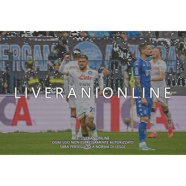 Fabio Fagiolini/LMedia - Empoli FC vs SSC Napoli - italian soccer Serie A match 2021/2022 April 24 2022 - Carlo Castellani stadium Empoli, Italy Empoli FC vs SSC Napoli Photo showing: Lorenzo Insigne (Napoli) celebrates after scoring the 2-0 goal @Fabio Fagiolini/LiveMedia ag aldo liverani sas
