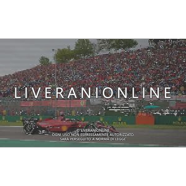 IMOLA 24-04-2022 GRAN PREMIO ROLEX GP DEL MADE IN ITALY E DELL\'EMILIA ROMAGNA NELLA FOTO CHARLES LECLERC ALLA CURVA DELLA RIVAZZA SOTTO I TIFOSI DELLA FERRARI ©SANNA/ AGENZIA ALDO LIVERANI SAS