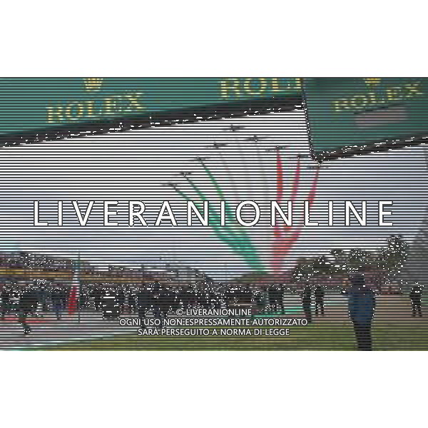 IMOLA 24-04-2022 GRAN PREMIO ROLEX GP DEL MADE IN ITALY E DELL\'EMILIA ROMAGNA NELLA FOTO LE FRECCE TRICOLORI SORVOLANO LA PISTA DELL\'AUTODROMO PRIMA DELLA PARTENZA DELLA GARA ©SANNA/ AGENZIA ALDO LIVERANI SAS