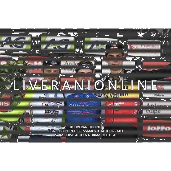 24-04-2022 Liege - Bastogne - Liege; 2022, Quick Step - Alpha Vinyl; 2022, Intermarche - Wanty Gobert; 2022, Jumbo - Visma; Evenepoel, Remco; Hermans, Quinten; Van Aert, Wout; Liegi; ©SIROTTI/ AGENZIA ALDO LIVERANI SAS