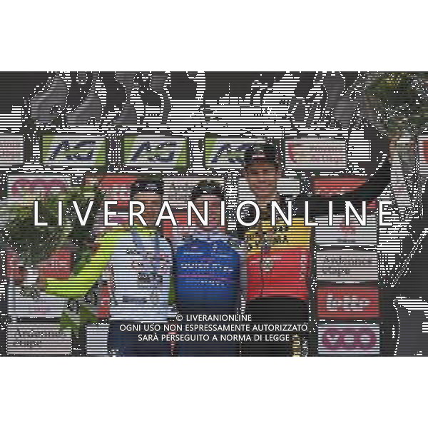 24-04-2022 Liege - Bastogne - Liege; 2022, Quick Step - Alpha Vinyl; 2022, Intermarche - Wanty Gobert; 2022, Jumbo - Visma; Evenepoel, Remco; Hermans, Quinten; Van Aert, Wout; Liegi; ©SIROTTI/ AGENZIA ALDO LIVERANI SAS