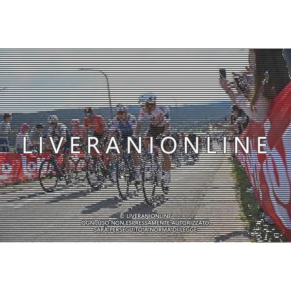 24-04-2022 Liege - Bastogne - Liege; 2022, Ag2r - Citroen; 2022, Quick Step - Alpha Vinyl; 2022, Bahrain - Victorious; Cosnefroy, Benoit; Evenepoel, Remco; Caruso, Damiano; La Redoute; ©SIROTTI/ AGENZIA ALDO LIVERANI SAS