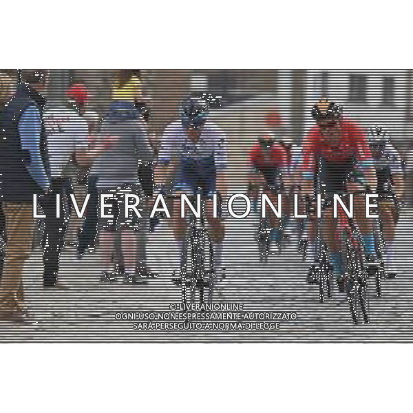 24-04-2022 Liege - Bastogne - Liege; 2022, Israel - Premier Tech; 2022, Bahrain - Victorious; Fuglsang, Jacob; Sanchez Leon, Luis Gil; Stavelot; ©SIROTTI/ AGENZIA ALDO LIVERANI SAS