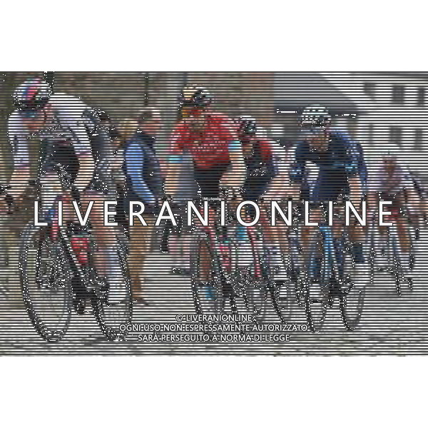 24-04-2022 Liege - Bastogne - Liege; 2022, Bahrain - Victorious; 2022, Movistar; Mohoric, Matej; Landa Meana, Mikel; Valverde, Alejandro; Stavelot; ©SIROTTI/ AGENZIA ALDO LIVERANI SAS