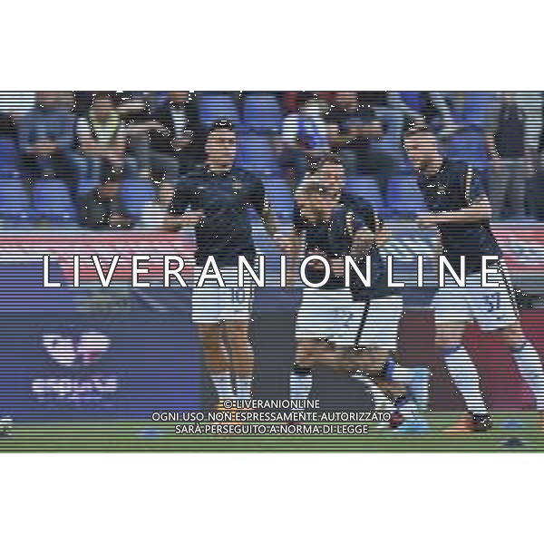 BOLOGNA - INTER CAMPIONATO CALCIO SERIE A TIM 27.04.2022 NELLA FOTO LAUTARO MARTINEZ, FEDERICO DIMARCO E MILAN SKRINIAR DURANTE IL RISCALDAMENTO NEL PREPARTITA ©VILLANI/AGENZIA ALDO LIVERANI SAS